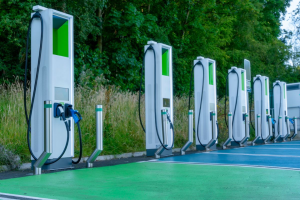 A photo of electric vehicle charging stations taken near Erie, PA
